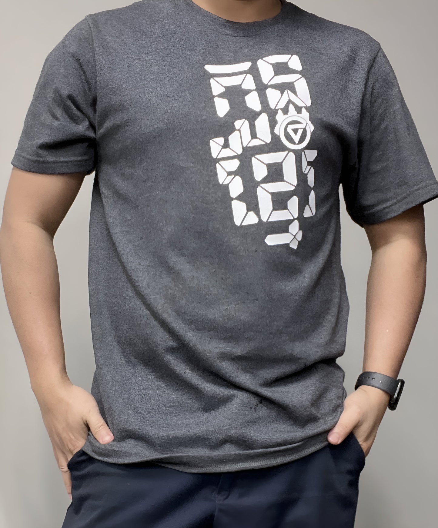 KonKhmer T-Shirt (white on Grey Black )